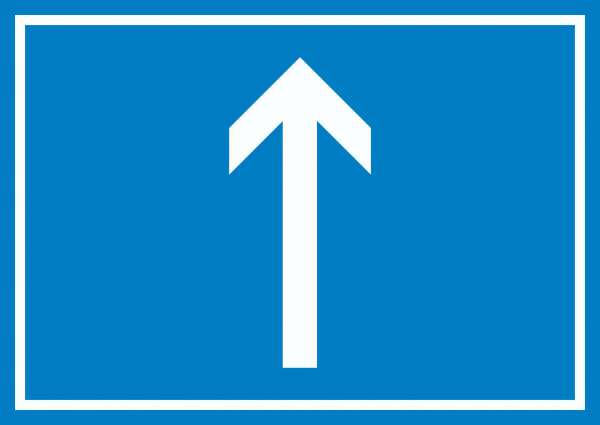 Richtungspfeil hoch Schild waagerecht weiss blau Pfeil