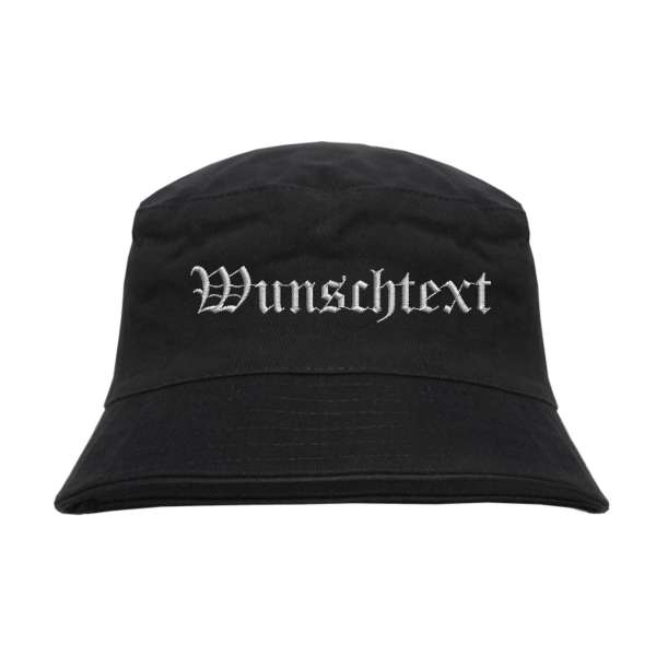 Fischerhut - Bucket Hat mit Wunschtext - Altdeutsch - bestickt -