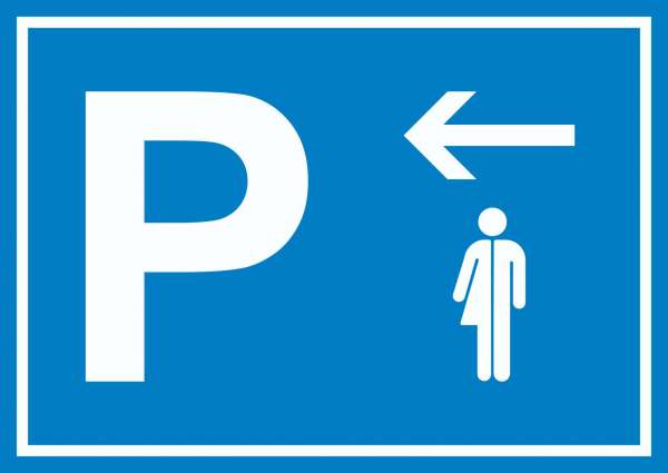 Transgender Parkplatz Schild mit Richtungspfeil links waagerecht