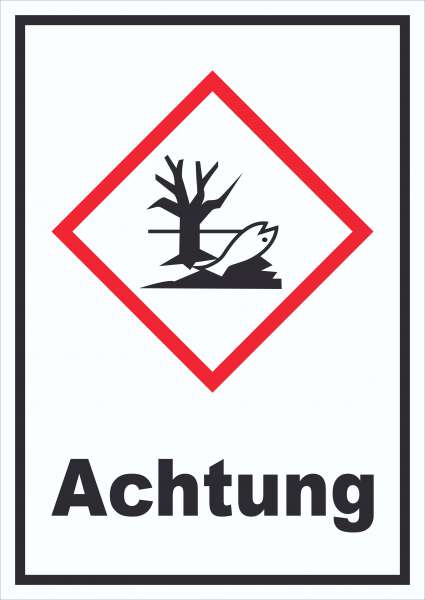 Schild Gewässergefährdend Achtung Verunreinigung von Wasser hochkant