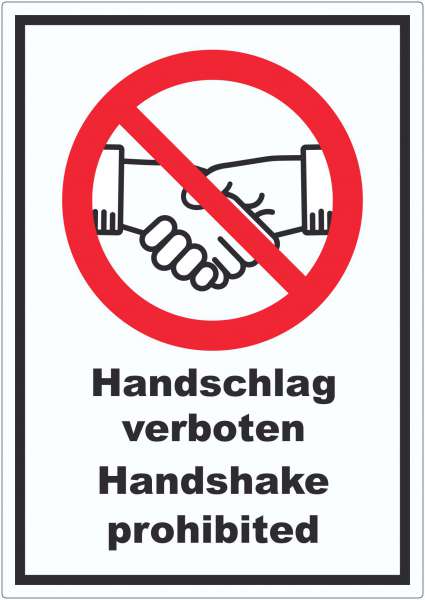 Handschlag verboten Handshake prohibited Aufkleber Symbol und Text Aufkleber