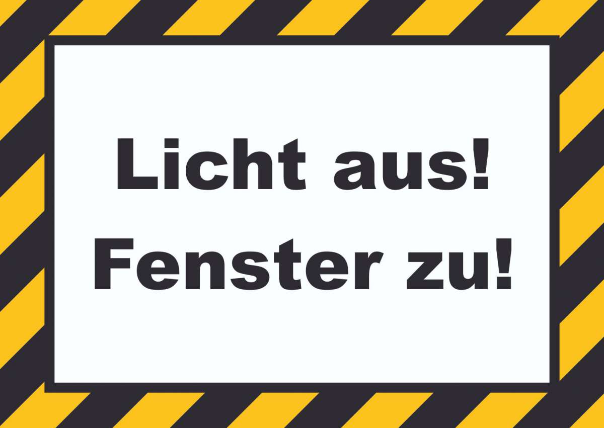 Licht aus Fenster zu Schild HBDruck Schilder