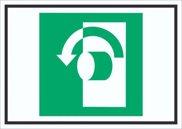 Öffnung durch Linksdrehung Symbol Schild