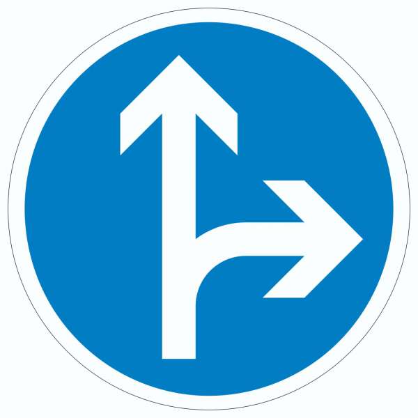 Aufkleber Kreis Fahrtrichtung geradeaus oder rechts Symbol