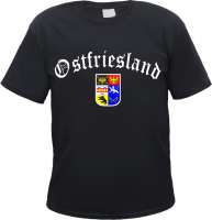 Ostfriesland Herren T-Shirt - Altdeutsch mit Wappen - Tee Shirt Ostfriesland Herren T-Shirt - Altdeutsch mit Wappen - Tee Shirt