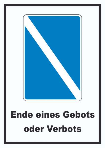 Ende eines Gebots oder Verbots Symbol und Text