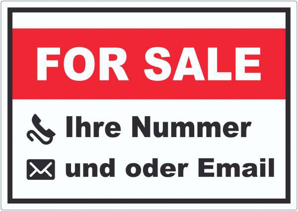 For Sale Aufkleber mit Wunschtext