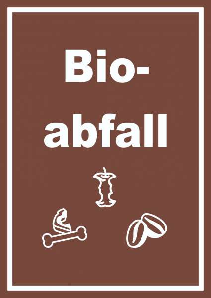 Bioabfall Mülltrennung Schild Text Symbol Essen hochkant