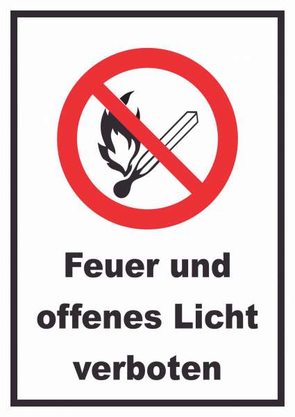 Feuer und offenes Licht verboten Schild