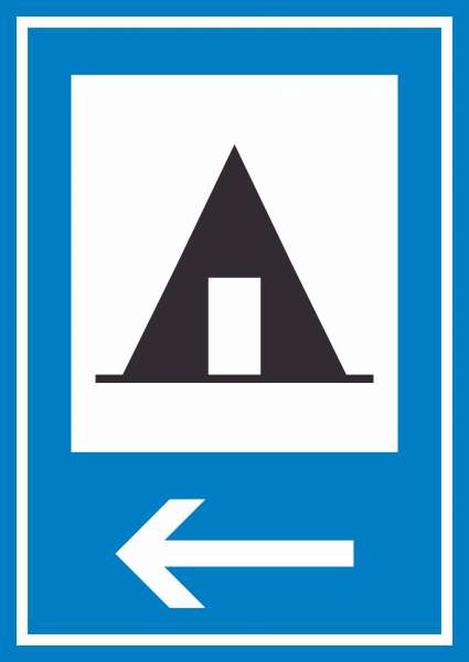 Zeltplatz links Schild