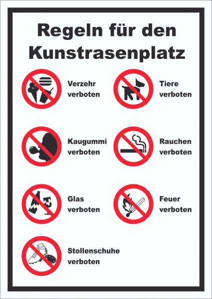 Schild Regeln Kunstrasenplatz hochkant