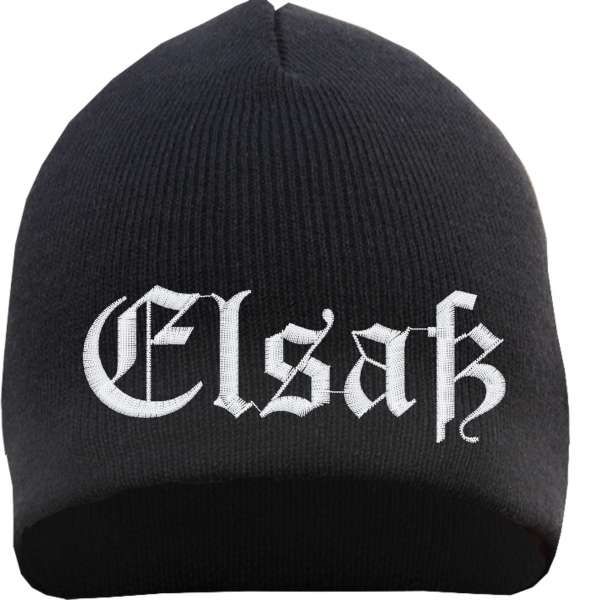 Elsaß Beanie Mütze - Altdeutsch - Bestickt - Strickmütze Wintermütze