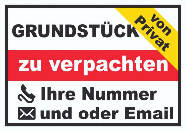 Grundstück zu verpachten von Privat Schild