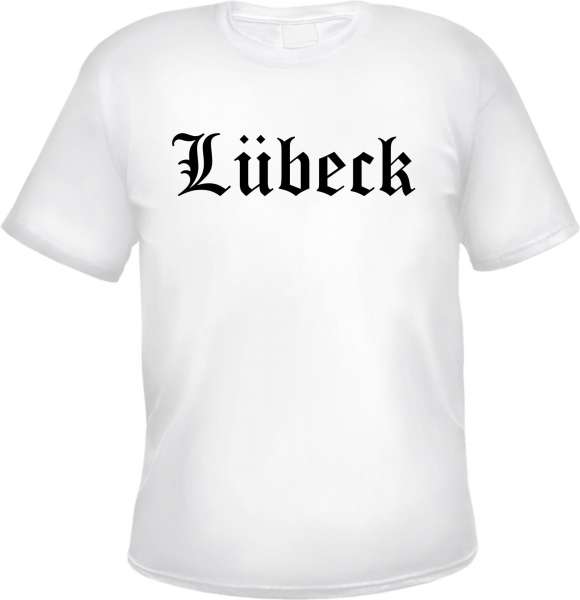 Lübeck Herren T-Shirt - Altdeutsch - Weißes Tee Shirt