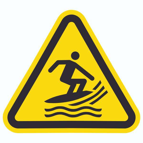 Aufkleber Dreick Warnung Surfsportgebiet Symbol