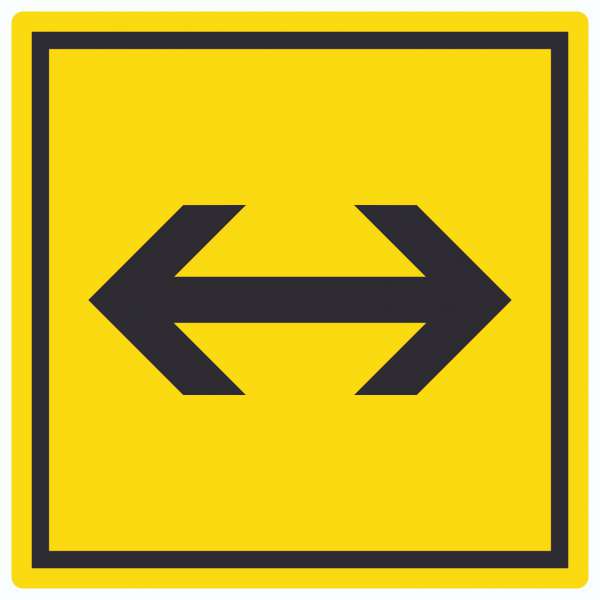 Richtungspfeil rechts links Aufkleber Quadrat schwarz gelb Pfeil