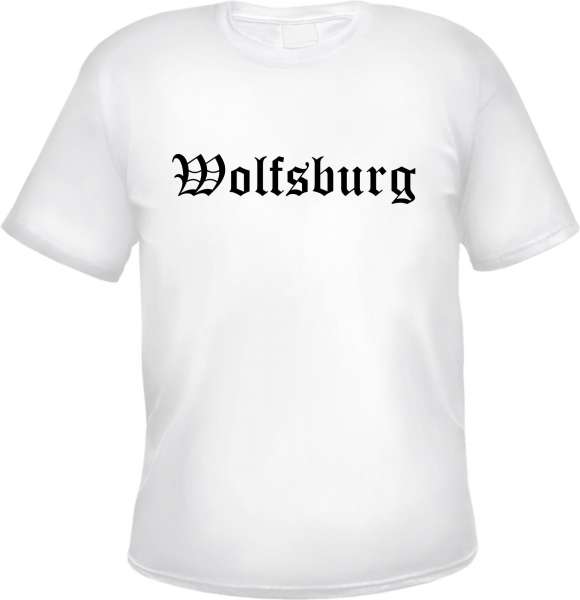 Wolfsburg Herren T-Shirt - Altdeutsch - Weißes Tee Shirt