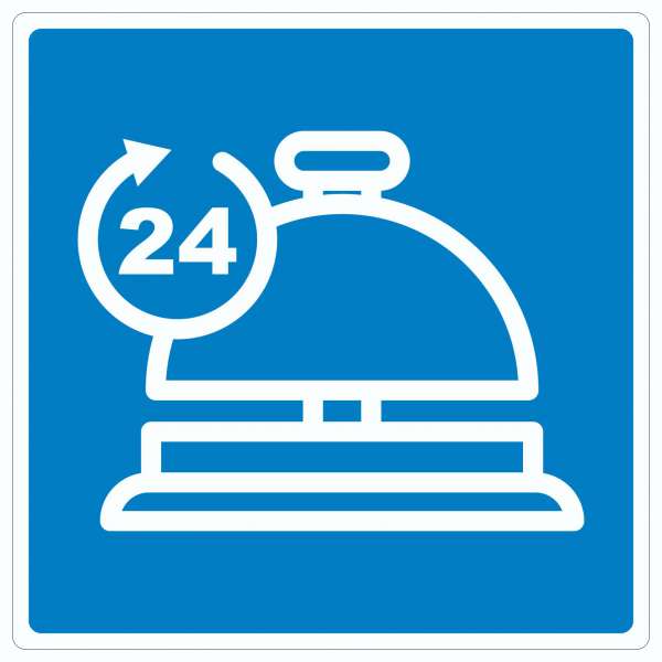 24H Service Aufkleber Quadrat mit Symbol