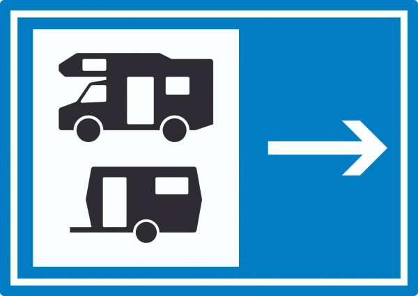 Wohnmobil- und Wohnwagenplatz rechts Symbol Aufkleber