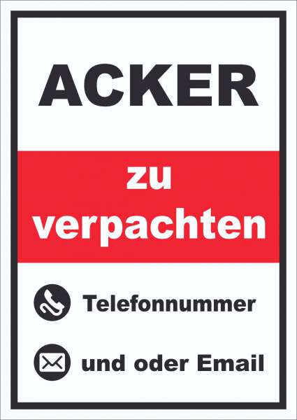 Acker zu verpachten Schild hochkant