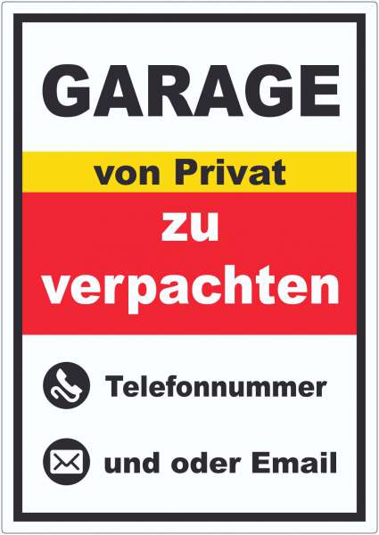 Garage zu verpachten von Privat Aufkleber hochkant