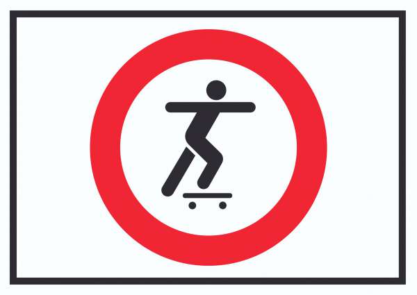 Skateboard fahren verboten Symbol Schild