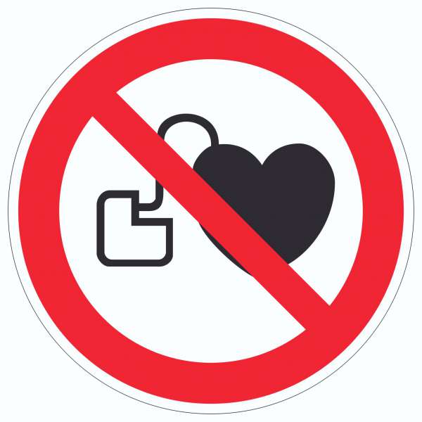 Kein Zutritt für Personen mit Herzschrittmachern oder implantierten Defibrillatoren Symbol Aufkleber