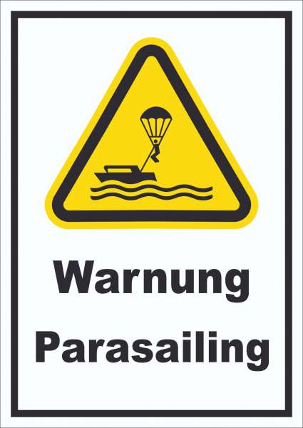 Schild Warnung Parasailing