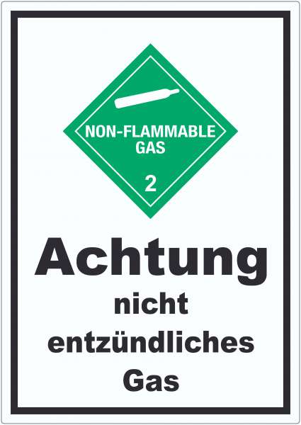 Aufkleber nicht entzündliches Gas non-flammable