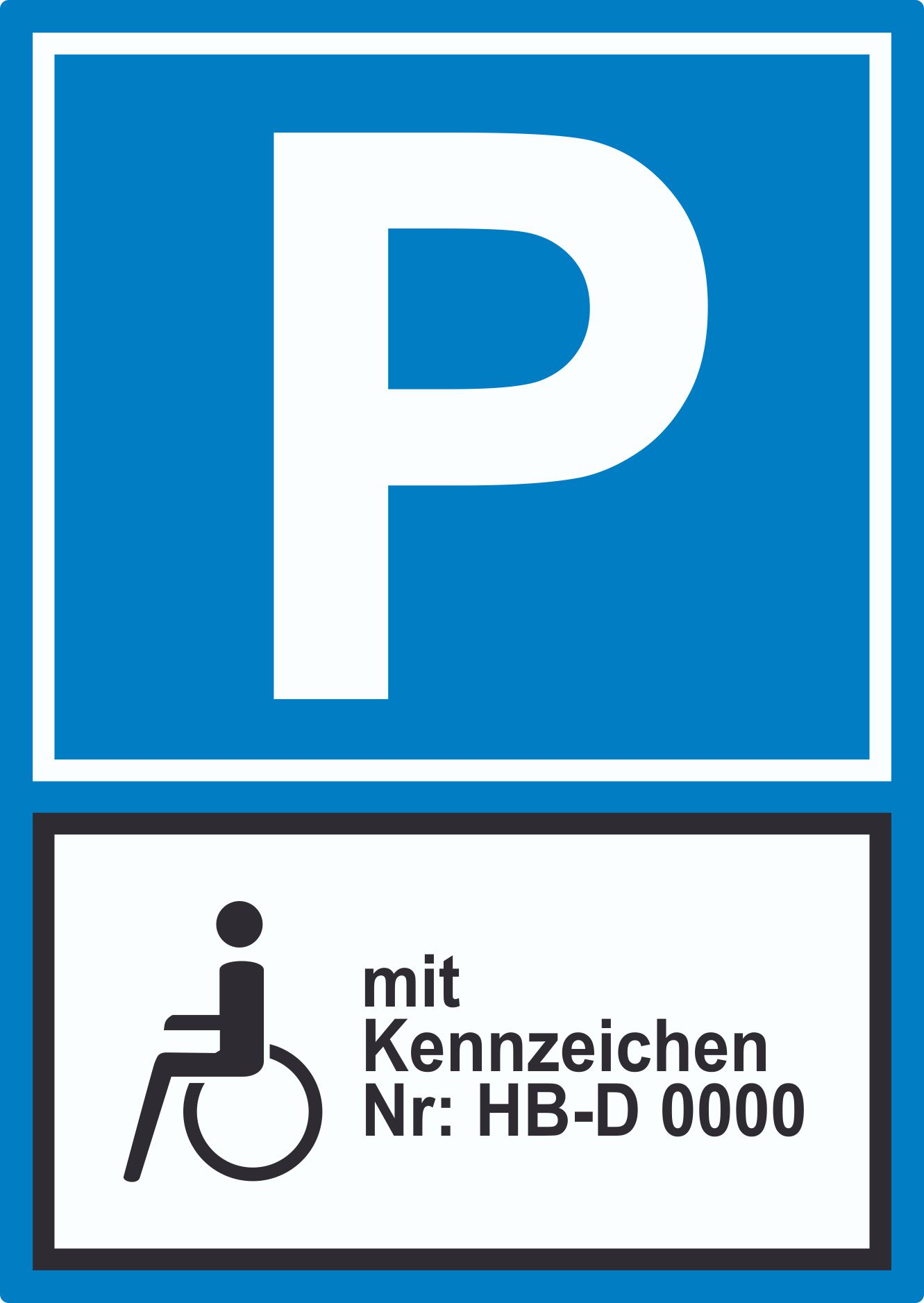 Behinderten Parkplatz mit Kennzeichen Aufkleber