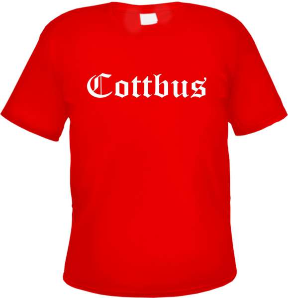 Cottbus Herren T-Shirt - Altdeutsch - Rotes Tee Shirt