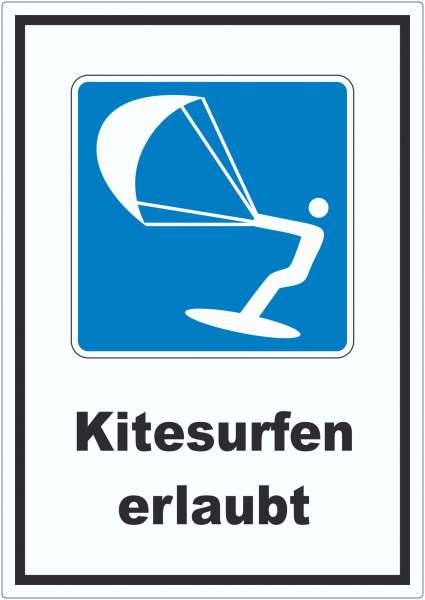 Kitesurfen erlaubt Symbol und Text Aufkleber