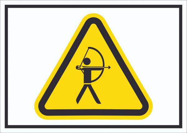 Vorsicht Bogenschießen Schild Symbol