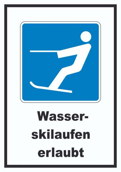 Wasserski fahren erlaubt Symbol und Text