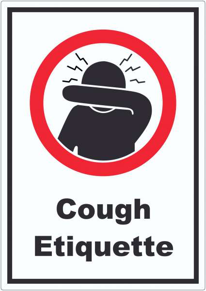 Cough Etiquette Symbol und Text Aufkleber