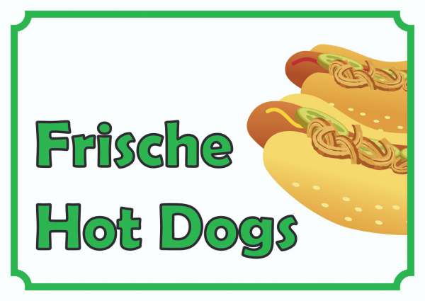 Frische Hot Dogs Schild