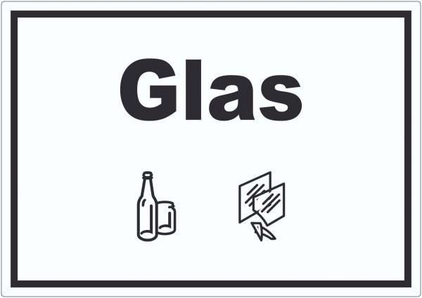 Glas Mülltrennung Aufkleber Text Symbol Scheibe Flasche