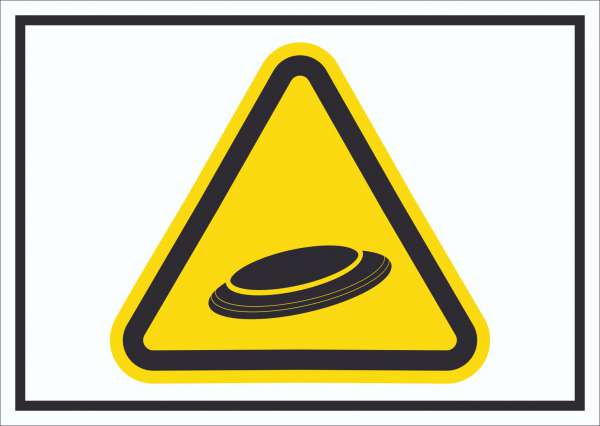 Vorsicht Frisbee Schild Symbol