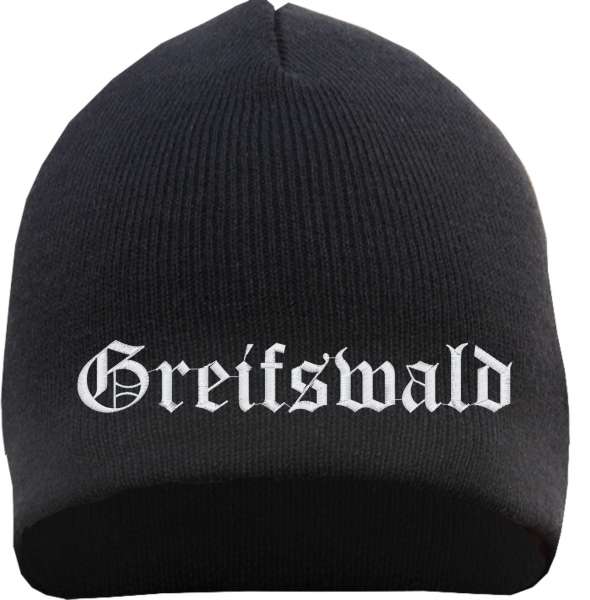 Greifswald Beanie Mütze - Altdeutsch - Bestickt - Strickmütze Wintermütze