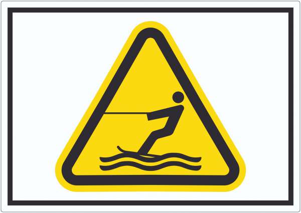 Aufkleber Warnung Wasserski-Bereich Symbol