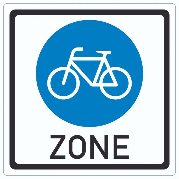 Aufkleber Quadrat Fahrradzone Symbol