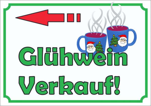 Glühwein Werbeaufkleber mit Pfeil nach links Aufkleber