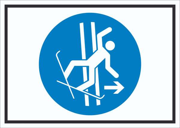 Bei Sturz sofort die Schleppspur verlassen Symbol Schild