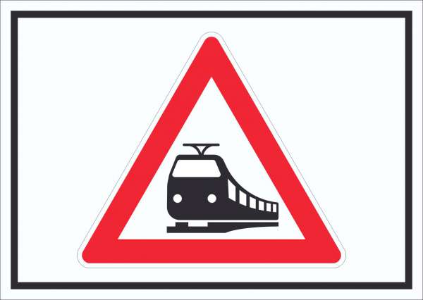 Schild Achtung Bahnübergang Symbol