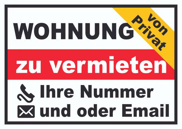 Wohnung zu vermieten von privat Schild