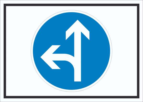 Schild Fahrtrichtung geradeaus oder links Symbol