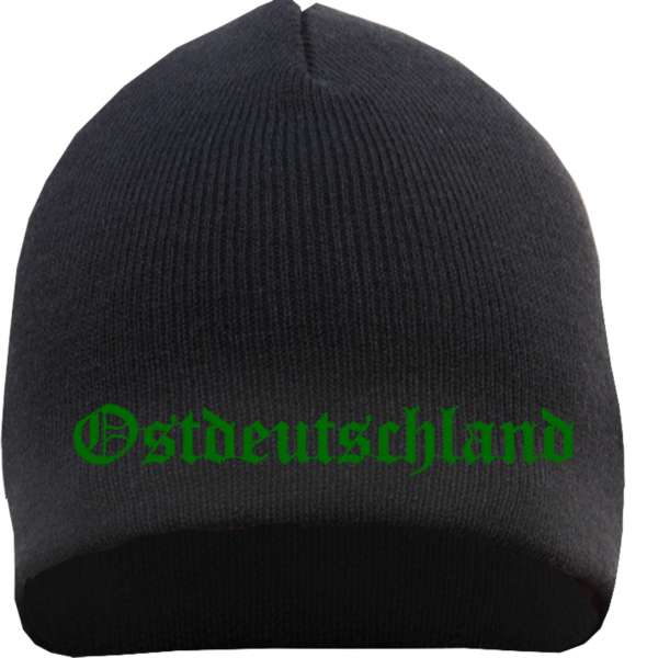 Ostdeutschland Beanie - Stickfarbe Grün - Bestickt Mütze Strickmütze Wintermütze