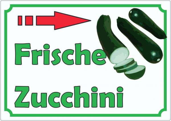 Frische Zucchini Werbeaufkleber mit Pfeil nach rechts Hofladen Verkaufsförderung