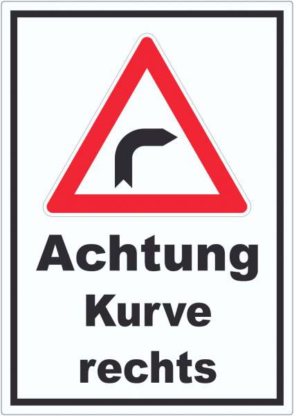 Aufkleber Achtung Kurve rechts