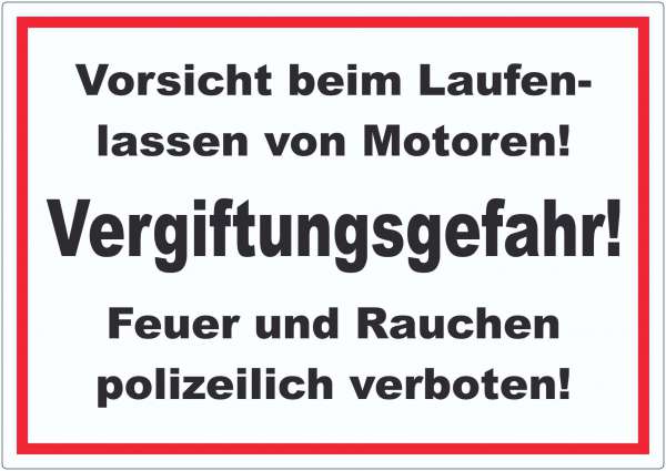 Vorsicht beim laufen lassen von Motoren Aufkleber